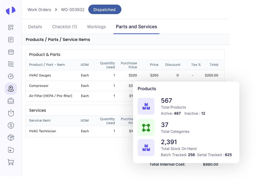 Parts Assignment & Usage Logging