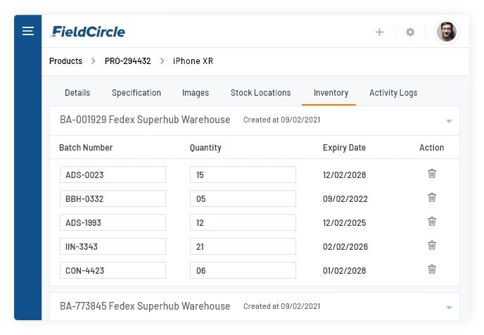 Inventory management with Batch, Serial and Barcodes in Field service management software