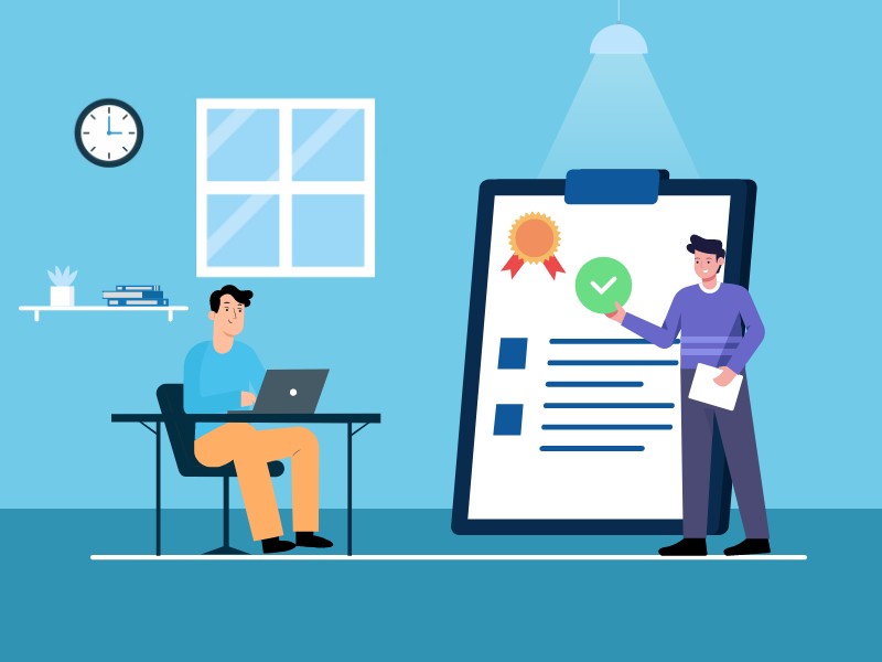 Person presenting a checklist for a request for proposal (RFP) template