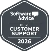 Software Advice badge awarding best customer support for 2026.