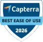 Capterra badge recognizing best ease of use in 2026.